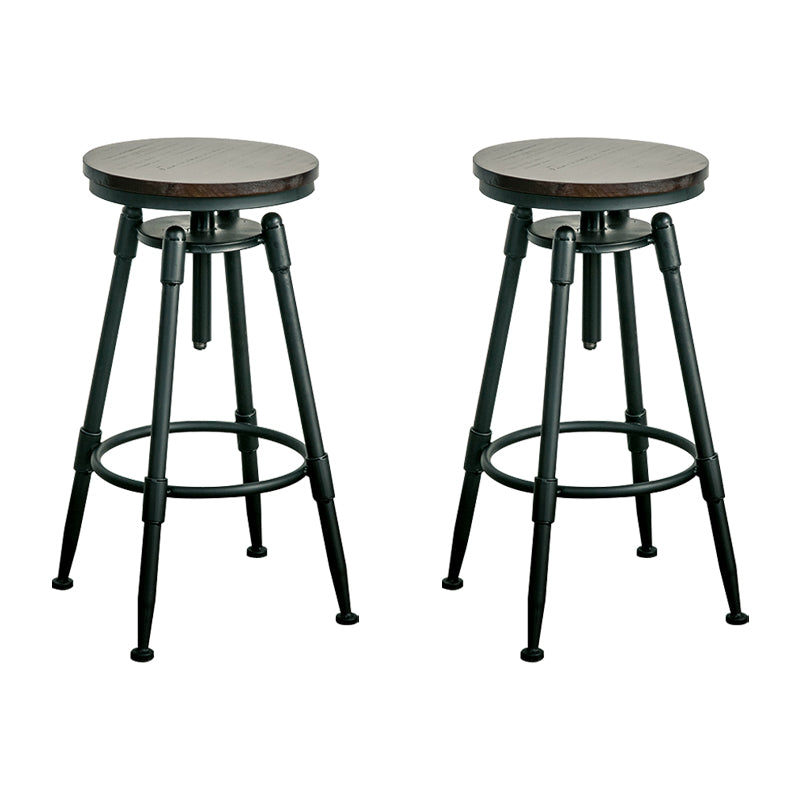 Industrial Armless Rotatable Counter Stool Iron Bar Stool with Pedal