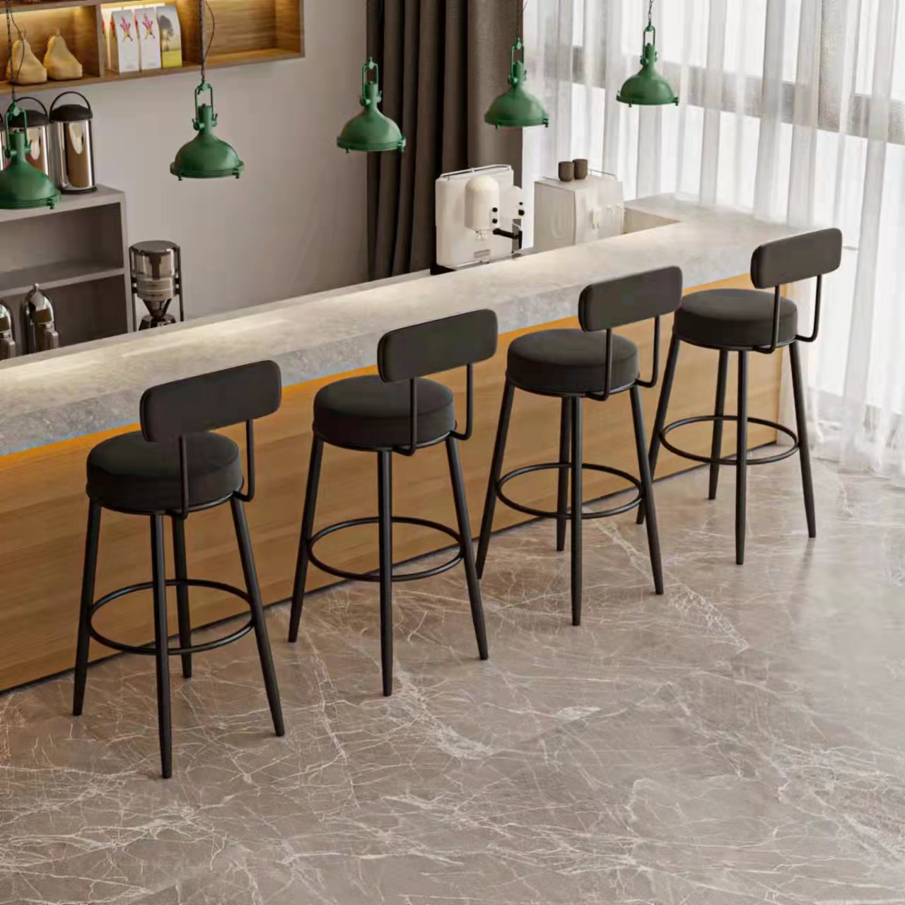 Modern Style Bar-stool Round Counter Bar Stool with Metal Legs for Kitchen