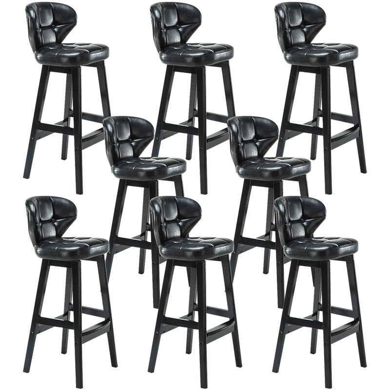 Industrial Armless Backrest Counter Stool Wood Cafe Bar Stool with Leather Cushion