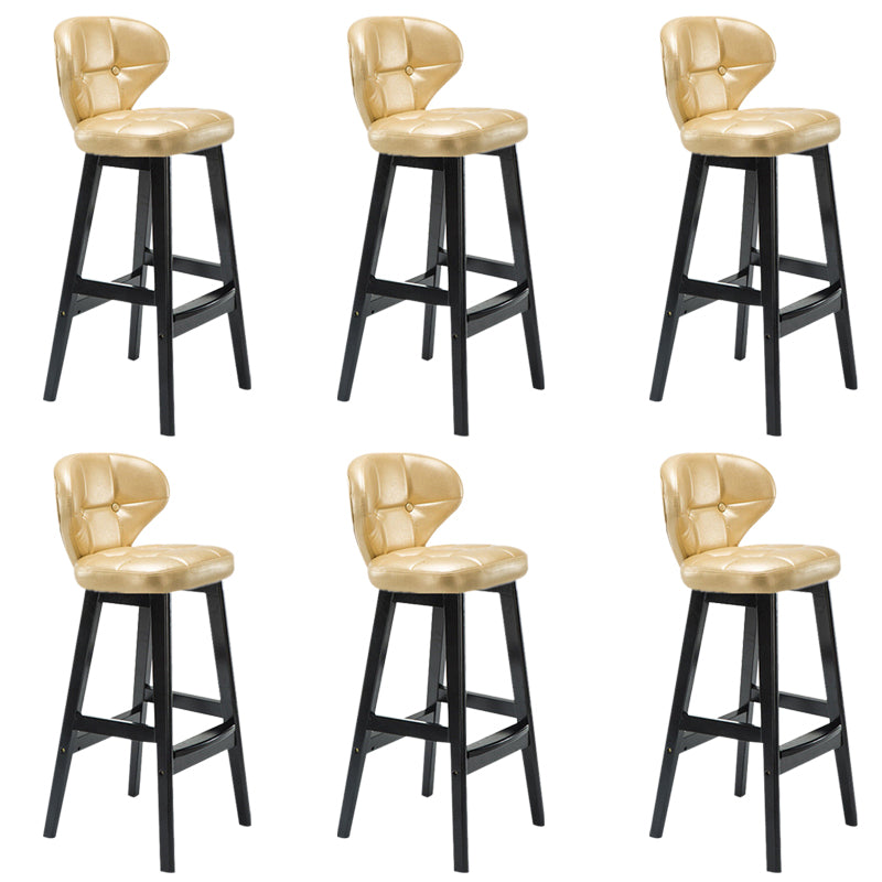 Industrial Armless Backrest Counter Stool Wood Cafe Bar Stool with Leather Cushion