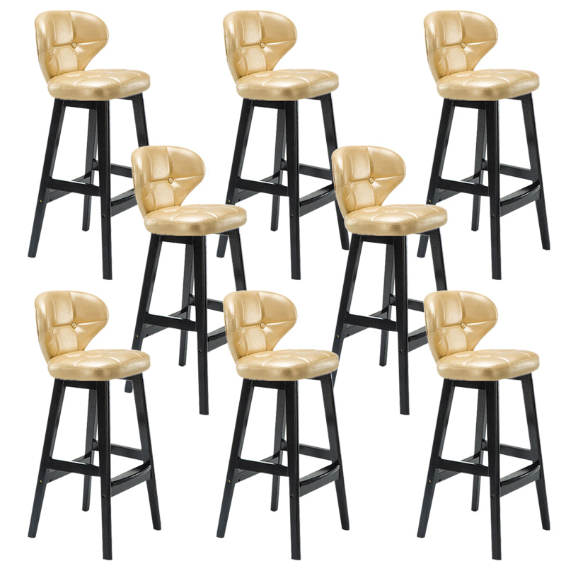 Industrial Armless Backrest Counter Stool Wood Cafe Bar Stool with Leather Cushion