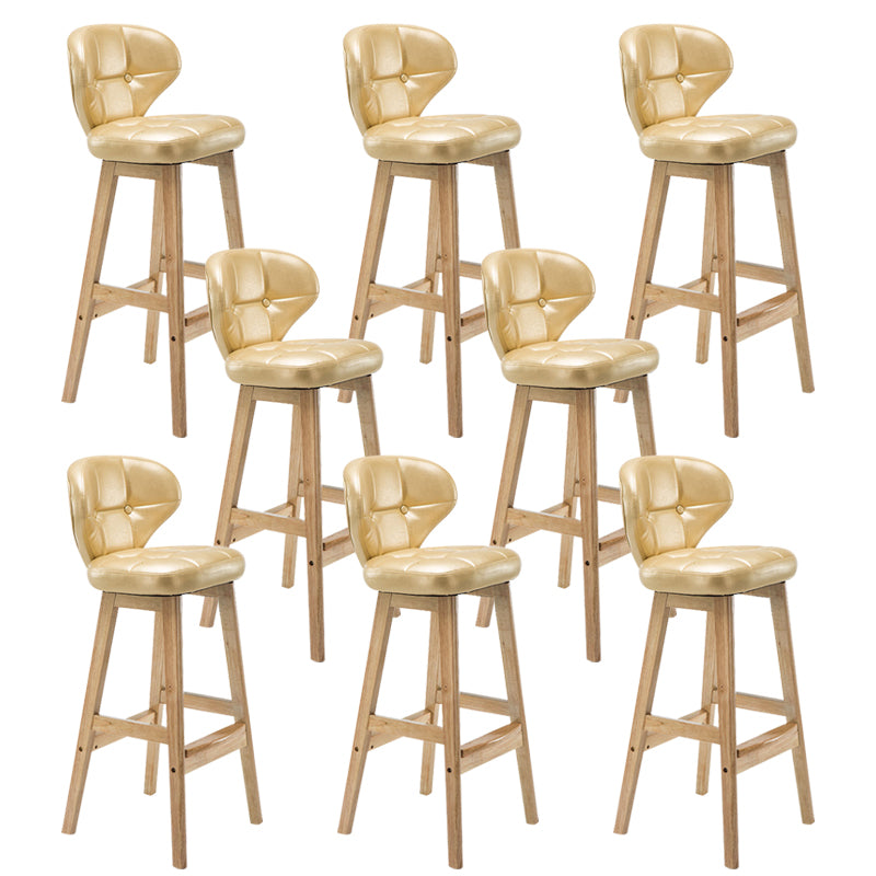 Industrial Armless Backrest Counter Stool Wood Cafe Bar Stool with Leather Cushion