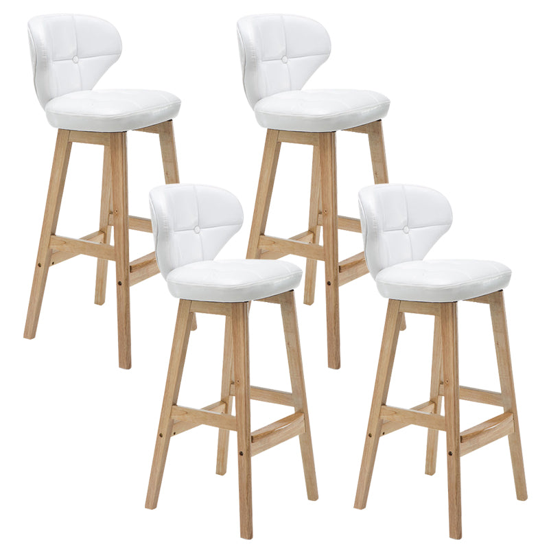 Industrial Armless Backrest Counter Stool Wood Cafe Bar Stool with Leather Cushion