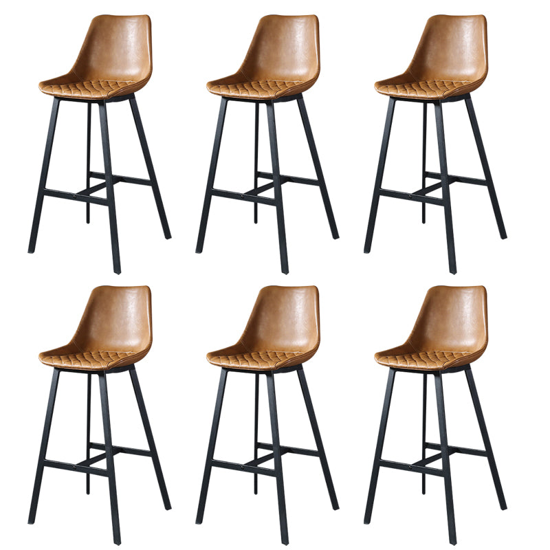 Modern PU Leather Bar-stool Bucket Seat Counter Bar Stool with Metal Legs