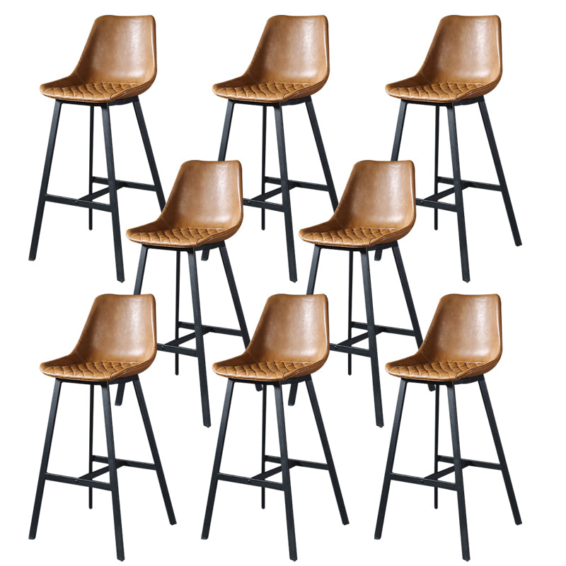 Modern PU Leather Bar-stool Bucket Seat Counter Bar Stool with Metal Legs