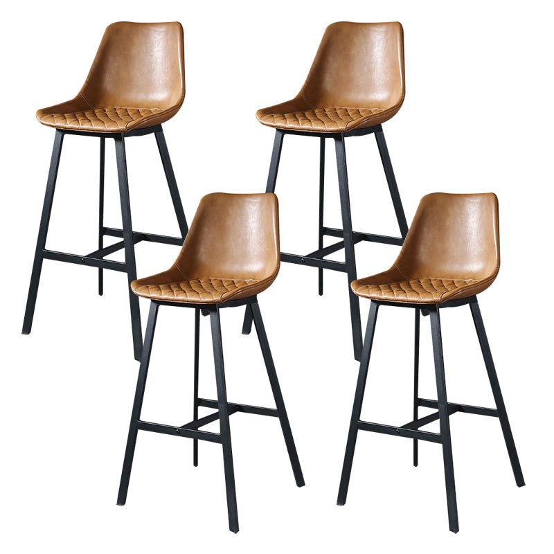 Modern PU Leather Bar-stool Bucket Seat Counter Bar Stool with Metal Legs