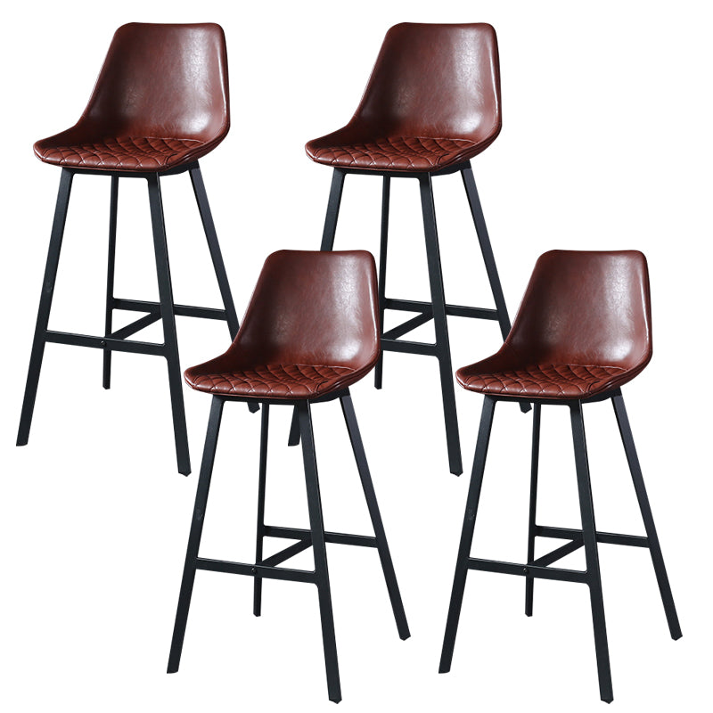 Modern PU Leather Bar-stool Bucket Seat Counter Bar Stool with Metal Legs