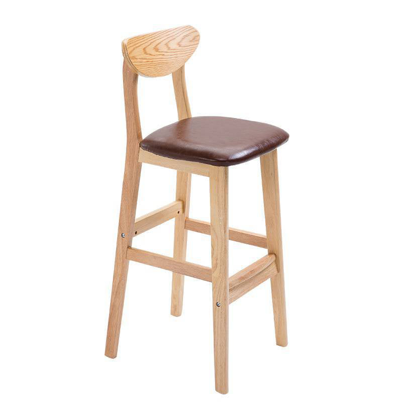 Industrial Bar-stool Square Seat Counter Bar Stool with Wooden Legs