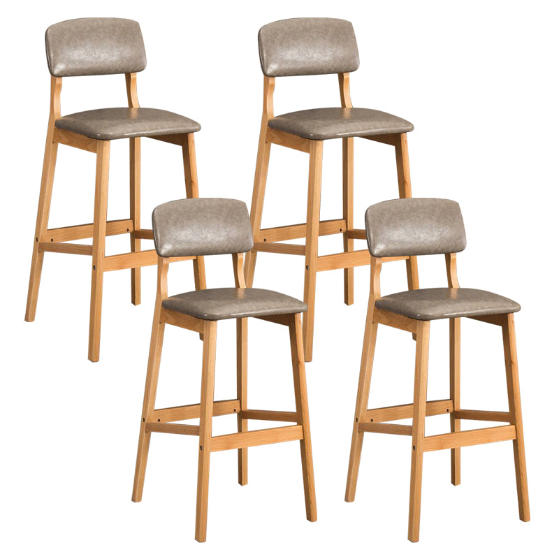 Industrial Style Bar-stool Square Seat Counter Bar Stool with Wooden Legs