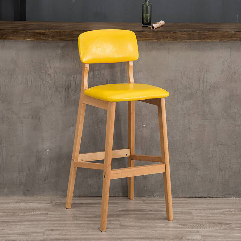 Industrial Style Bar-stool Square Seat Counter Bar Stool with Wooden Legs