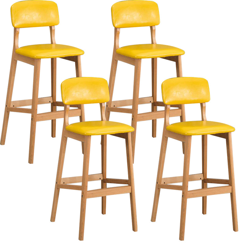 Industrial Style Bar-stool Square Seat Counter Bar Stool with Wooden Legs