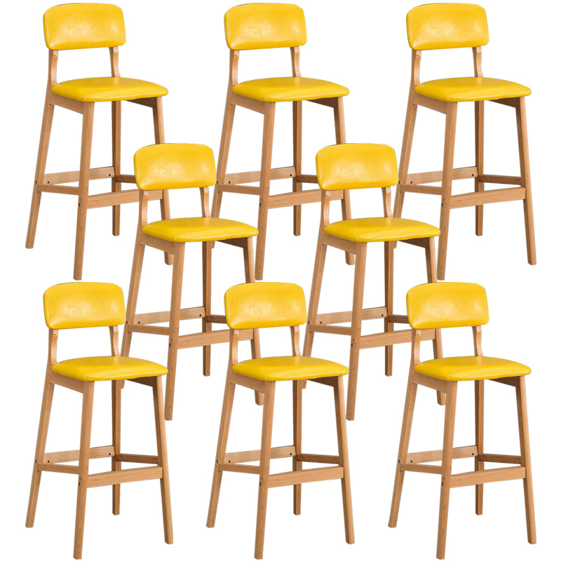 Industrial Style Bar-stool Square Seat Counter Bar Stool with Wooden Legs