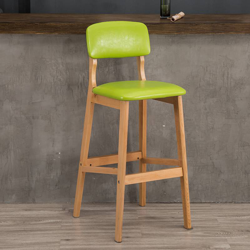 Industrial Style Bar-stool Square Seat Counter Bar Stool with Wooden Legs