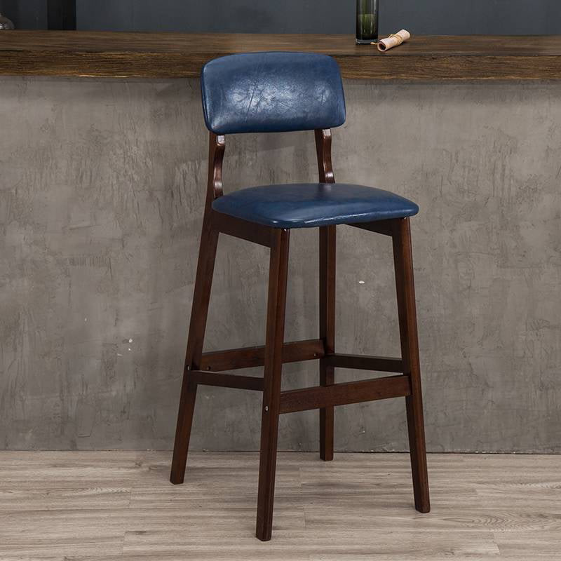 Industrial Style Bar-stool Square Seat Counter Bar Stool with Wooden Legs