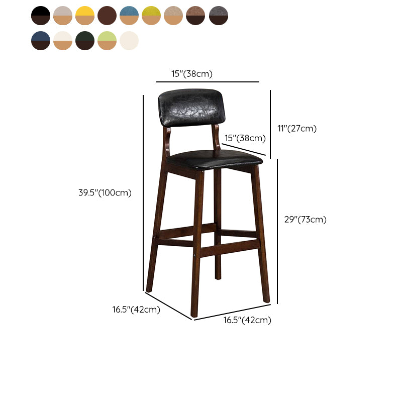 Industrial Style Bar-stool Square Seat Counter Bar Stool with Wooden Legs
