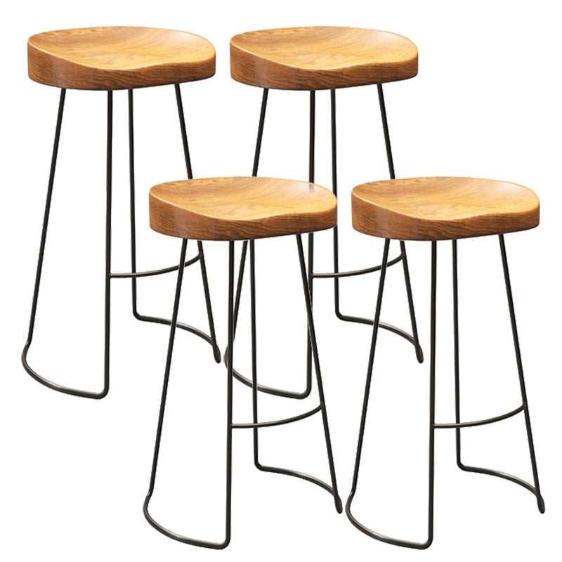 Contemporary Wood Counter Stool Living Room Bar Stool with Metal Legs