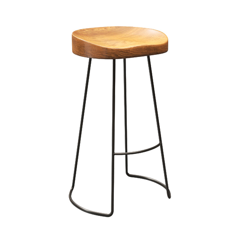 Contemporary Wood Counter Stool Living Room Bar Stool with Metal Legs