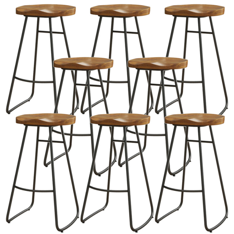 Contemporary Style Wood Counter Stool Living Room Bar Stool with Metal Legs