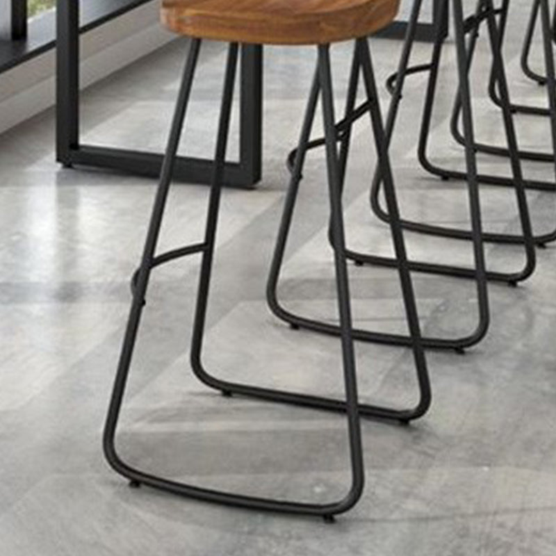 Contemporary Style Wood Counter Stool Living Room Bar Stool with Metal Legs