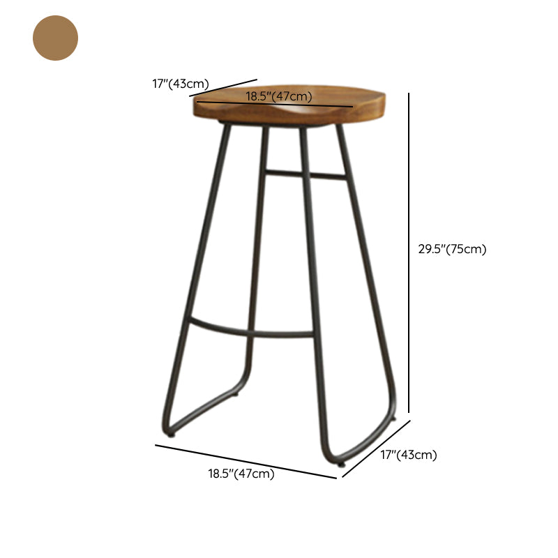 Contemporary Style Wood Counter Stool Living Room Bar Stool with Metal Legs