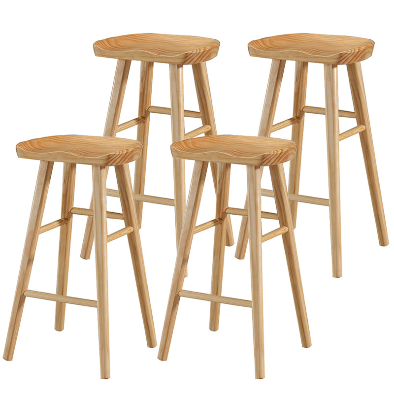 Contemporary Solid Wood Counter Stool Bucket Living Room Bar Stool