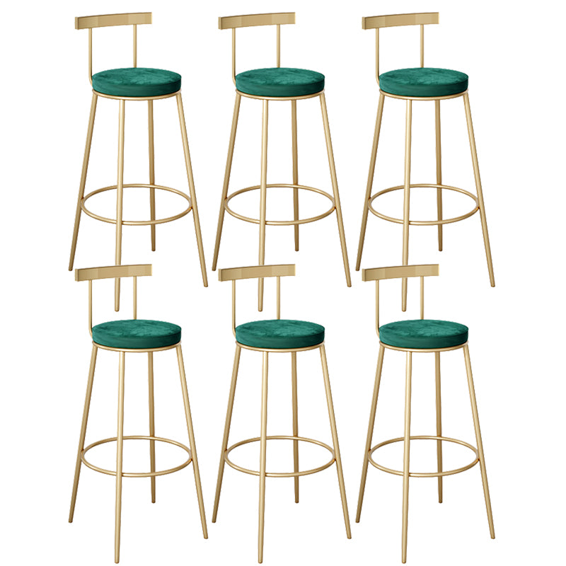 Contemporary Velvet Counter Stool Round Living Room Bar Stool with Metal Legs