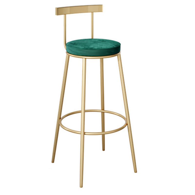 Contemporary Velvet Counter Stool Round Living Room Bar Stool with Metal Legs