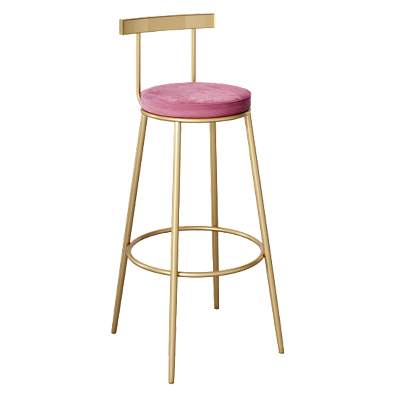 Contemporary Velvet Counter Stool Round Living Room Bar Stool with Metal Legs