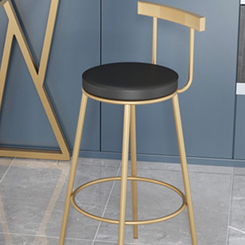 Contemporary Velvet Counter Stool Round Living Room Bar Stool with Metal Legs