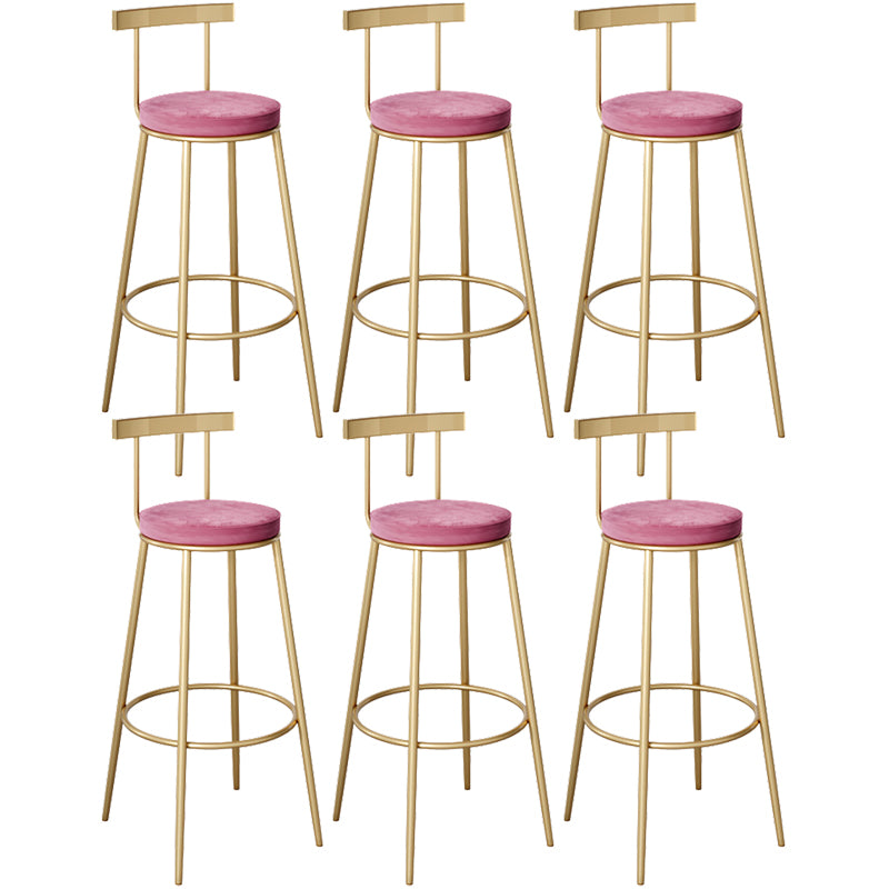 Contemporary Velvet Counter Stool Round Living Room Bar Stool with Metal Legs