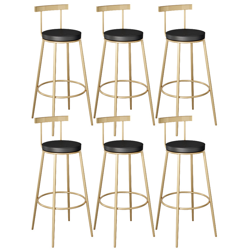 Contemporary Velvet Counter Stool Round Living Room Bar Stool with Metal Legs