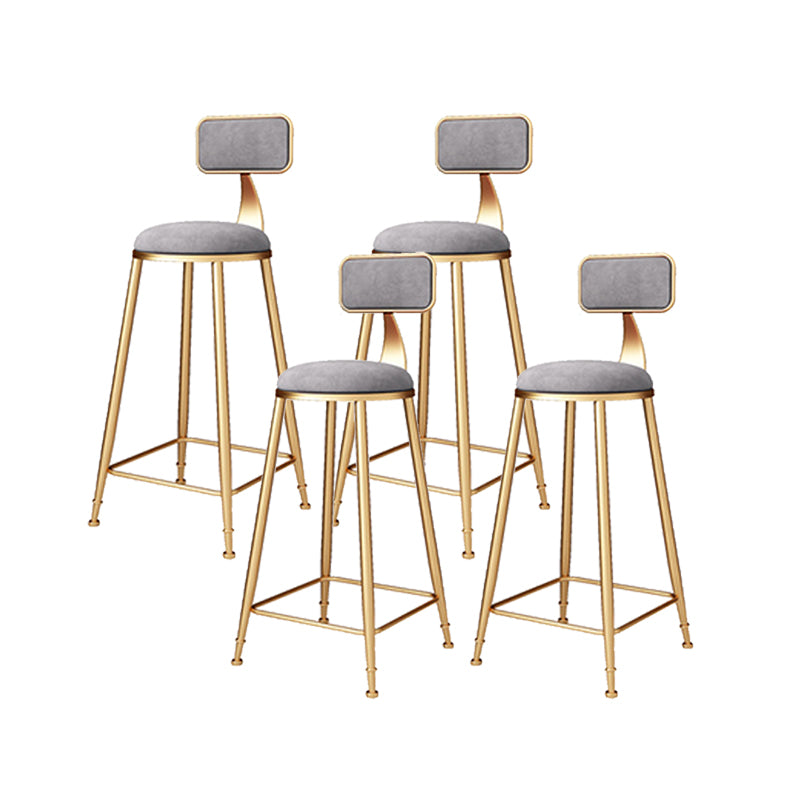 Scandinavian Style Counter Stool Velvet Round Bar Stool with Footrest