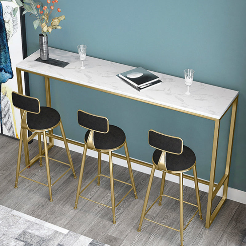 Scandinavian Style Counter Stool Velvet Round Bar Stool with Footrest