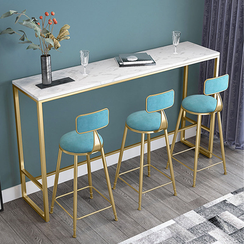 Scandinavian Style Counter Stool Velvet Round Bar Stool with Footrest