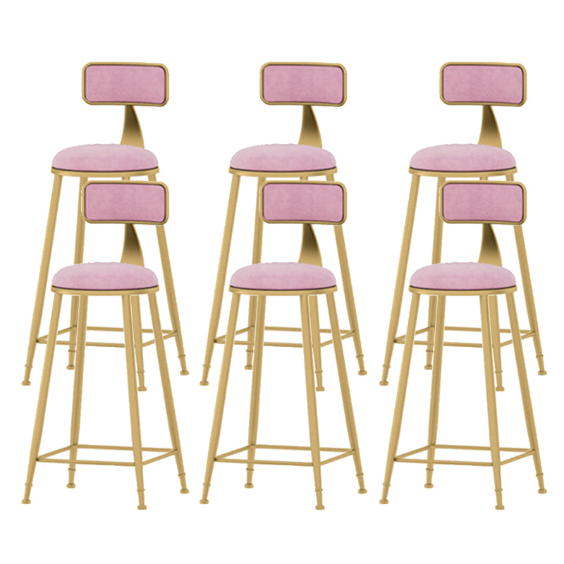 Scandinavian Style Counter Stool Velvet Round Bar Stool with Footrest