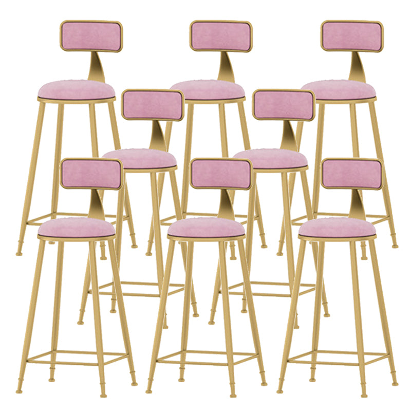 Scandinavian Style Counter Stool Velvet Round Bar Stool with Footrest