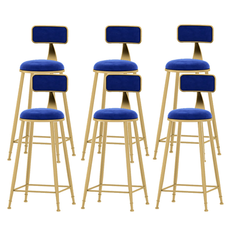 Scandinavian Style Counter Stool Velvet Round Bar Stool with Footrest