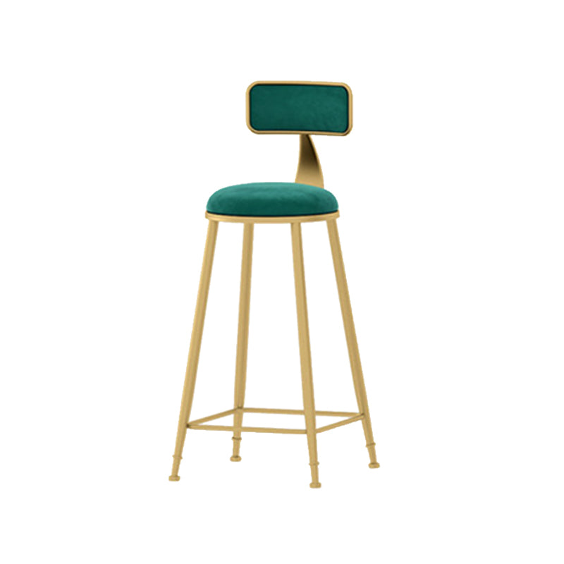 Scandinavian Style Counter Stool Velvet Round Bar Stool with Footrest