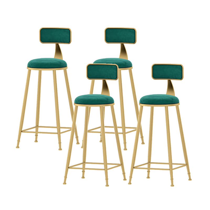 Scandinavian Style Counter Stool Velvet Round Bar Stool with Footrest