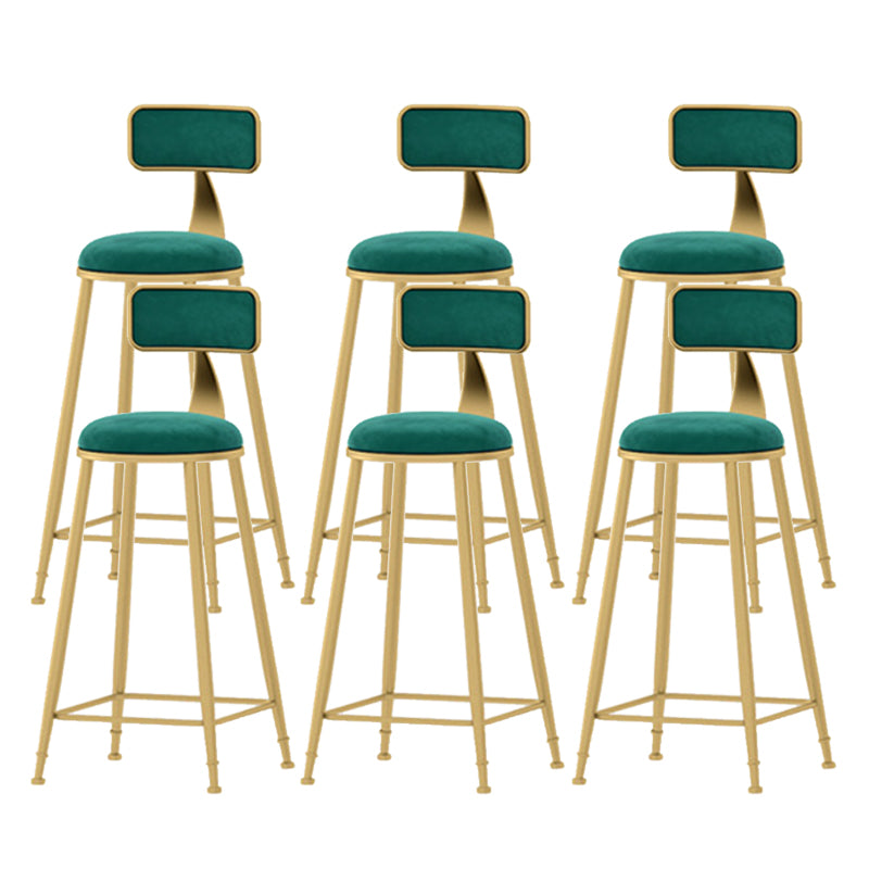 Scandinavian Style Counter Stool Velvet Round Bar Stool with Footrest