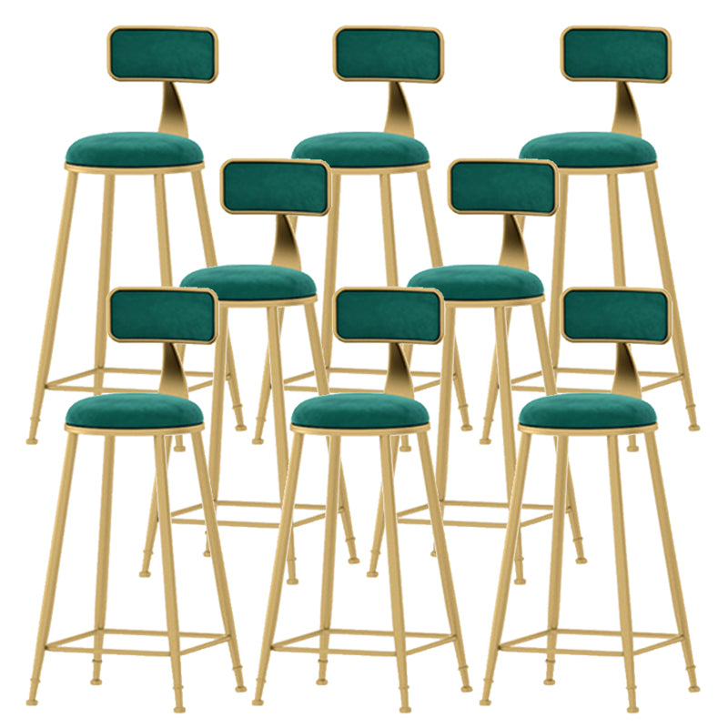Scandinavian Style Counter Stool Velvet Round Bar Stool with Footrest