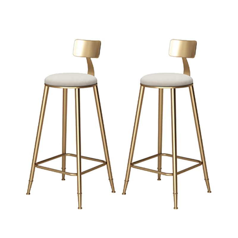 Scandinavian Style Counter Stool Velvet Round Bar Stool with Footrest