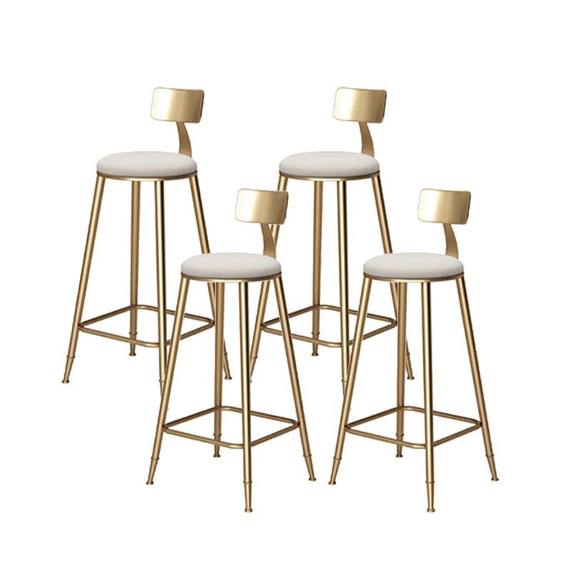 Scandinavian Style Counter Stool Velvet Round Bar Stool with Footrest