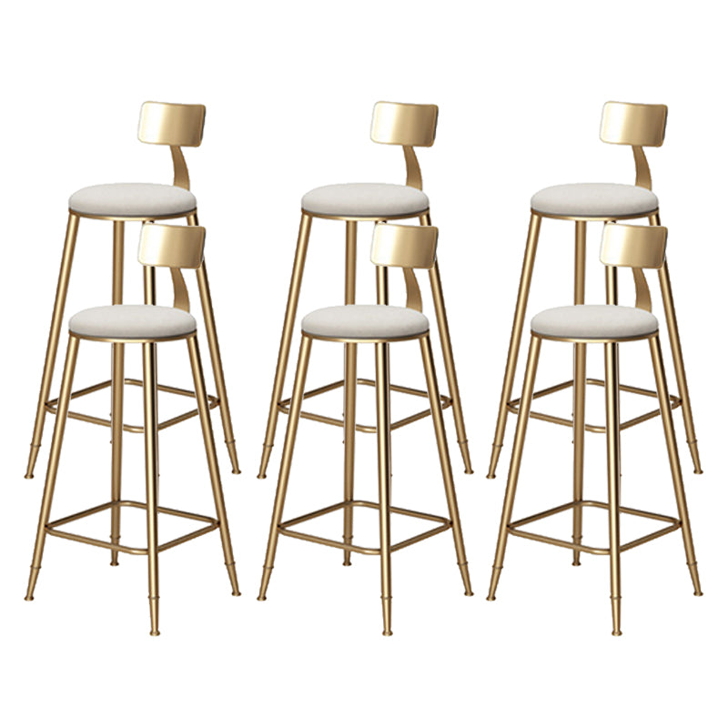 Scandinavian Style Counter Stool Velvet Round Bar Stool with Footrest