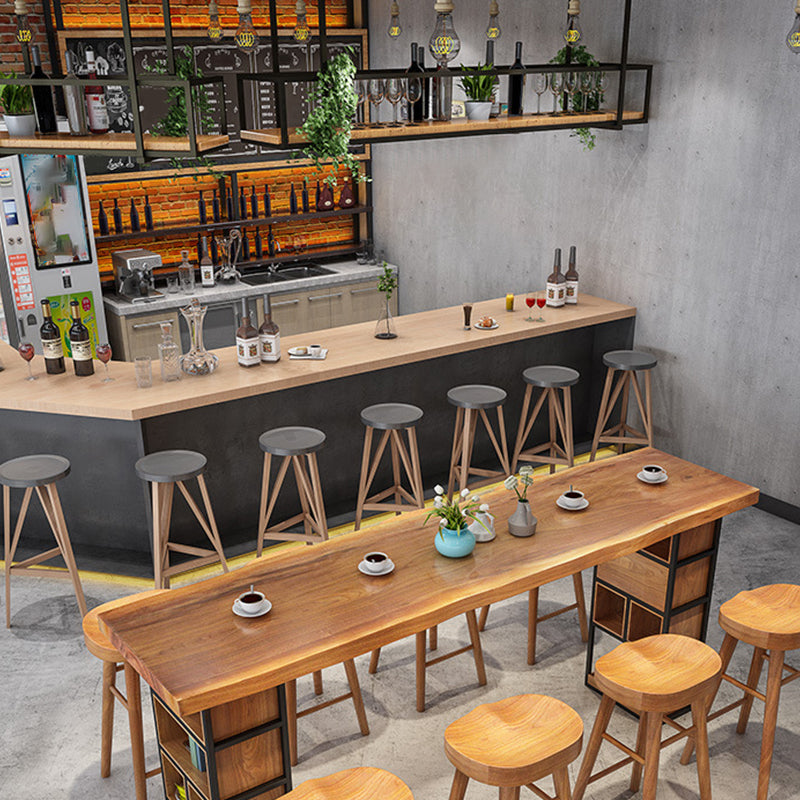 Contemporary Solid Wood Counter Stool Saddle Seat Backless Bar Stool