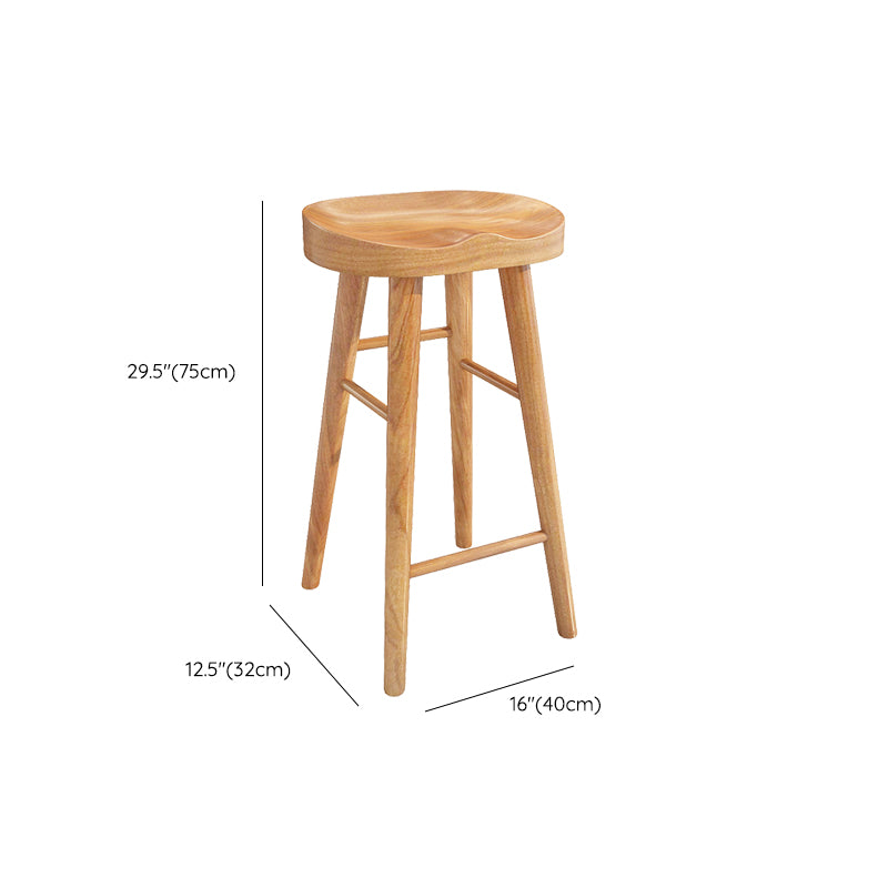 Contemporary Solid Wood Counter Stool Saddle Seat Backless Bar Stool