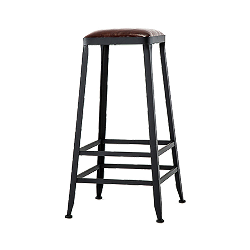 Industrial Black Counter Stool with Square Seat Metal Barstool for Bar