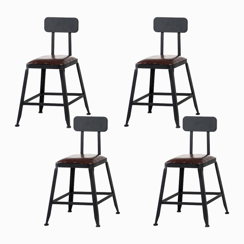 Industrial Black Counter Stool with Square Seat Metal Barstool for Bar
