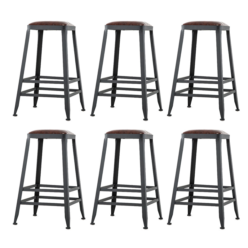 Industrial Black Counter Stool with Square Seat Metal Barstool for Bar