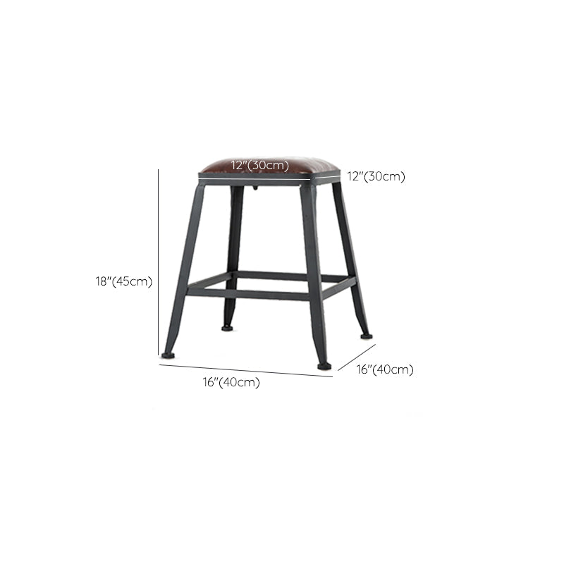 Industrial Black Counter Stool with Square Seat Metal Barstool for Bar